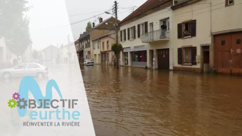 Inondations de la Meurthe à Raon-l'Etape en octobre 2013 - © EPTBMM / A. Hoerd